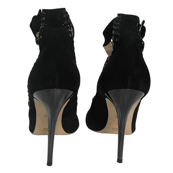 Marchesa Womens Heels Size 39 Suede Leather Criss Cross Whipstitch Trim Straps - Picture 2 of 11